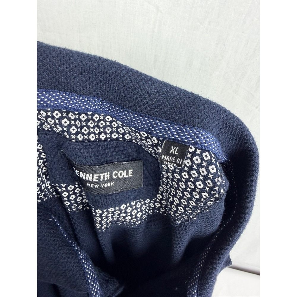 Kenneth Cole New York Mens Navy Blue XL Polo Shirt Textured Short Sleeve - Picture 14 of 15